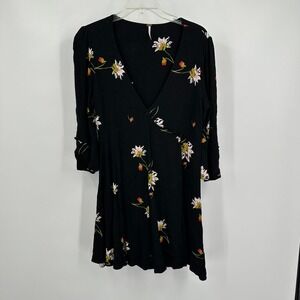 Free People Time On My Side Romantic Womens Boho Wrap Mini Dress Size M Floral